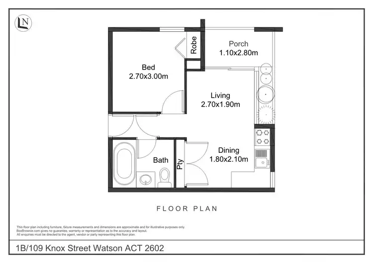 Floorplan of Homely apartment listing, 1B/109 Knox Street, Watson ACT 2602