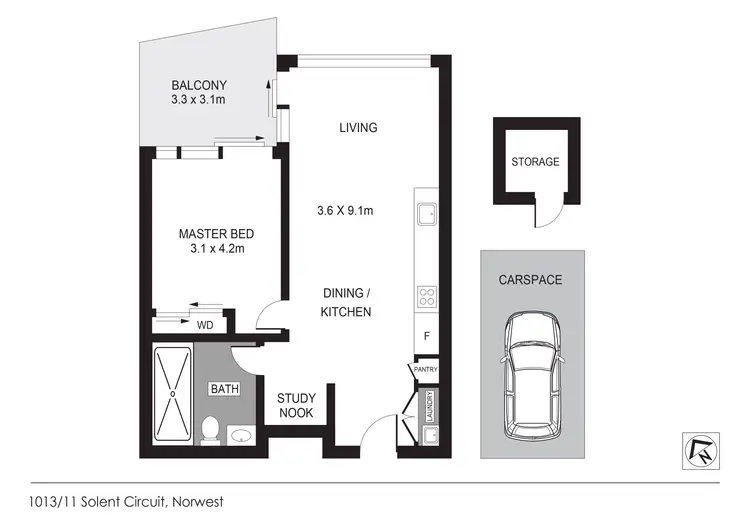 Floorplan of Homely unit listing, 1013/11 Solent Circuit, Norwest NSW 2153