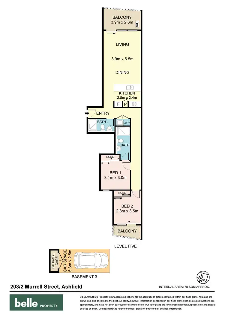 Floorplan of Homely unit listing, 203/2 Murrell Street, Ashfield NSW 2131