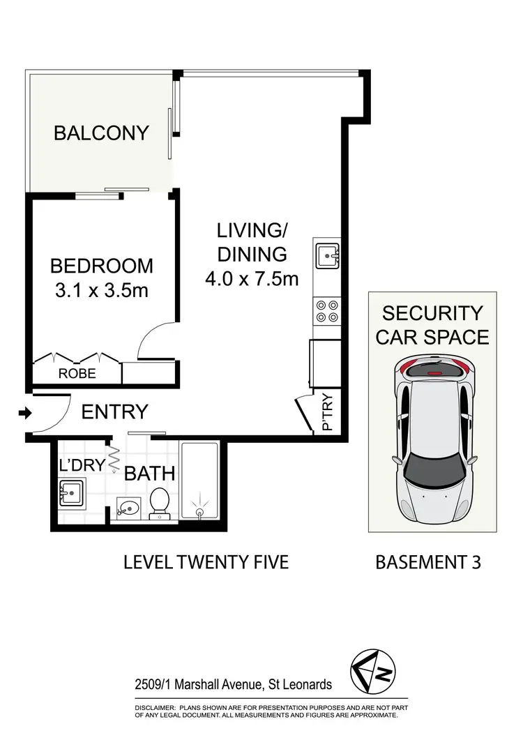 Floorplan of Homely apartment listing, 2509/1 Marshall Avenue, St Leonards NSW 2065