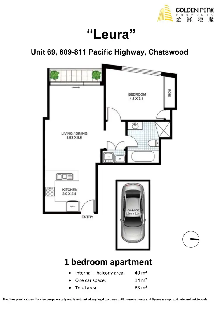 Floorplan of Homely apartment listing, 69/809-811 Pacific Highway, Chatswood NSW 2067