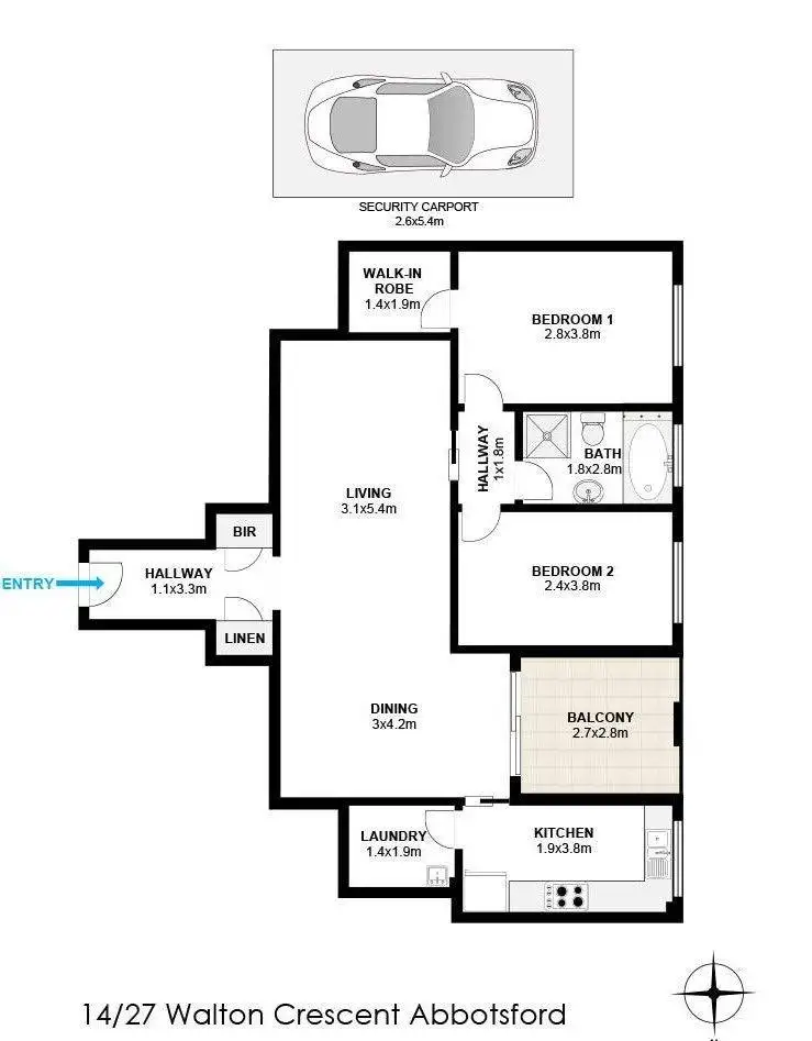 Floorplan of Homely apartment listing, 14/27 Walton Crescent, Abbotsford NSW 2046