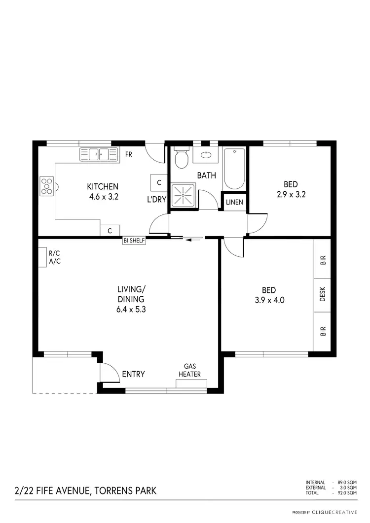 Floorplan of Homely unit listing, 2/22 Fife Avenue, Torrens Park SA 5062