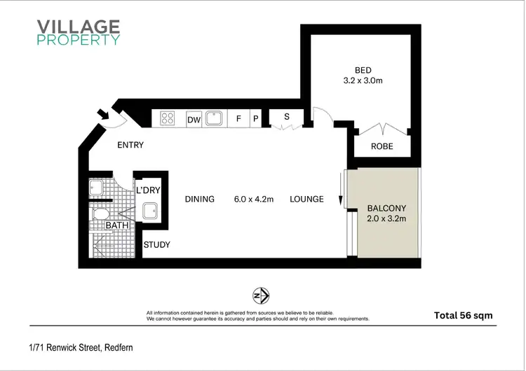 Floorplan of Homely apartment listing, 1/71 Renwick Street, Redfern NSW 2016