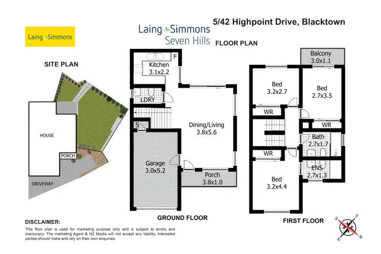 Floorplan of Homely townhouse listing, 5/42 Highpoint Drive, Blacktown NSW 2148