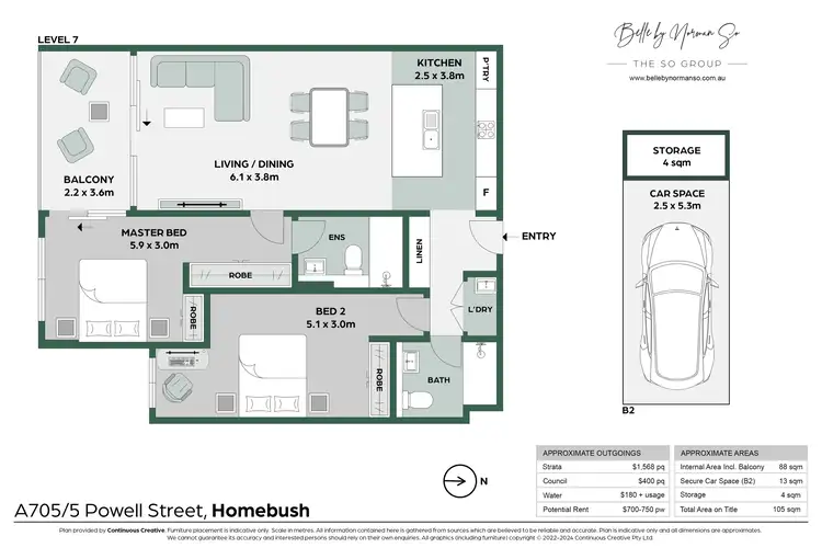 Floorplan of Homely apartment listing, 705/5 Powell Street, Homebush NSW 2140