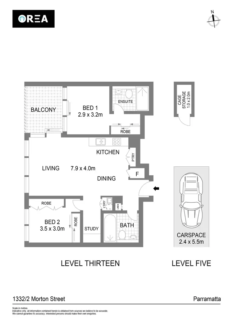 Floorplan of Homely apartment listing, 1332/2 Morton Street, Parramatta NSW 2150