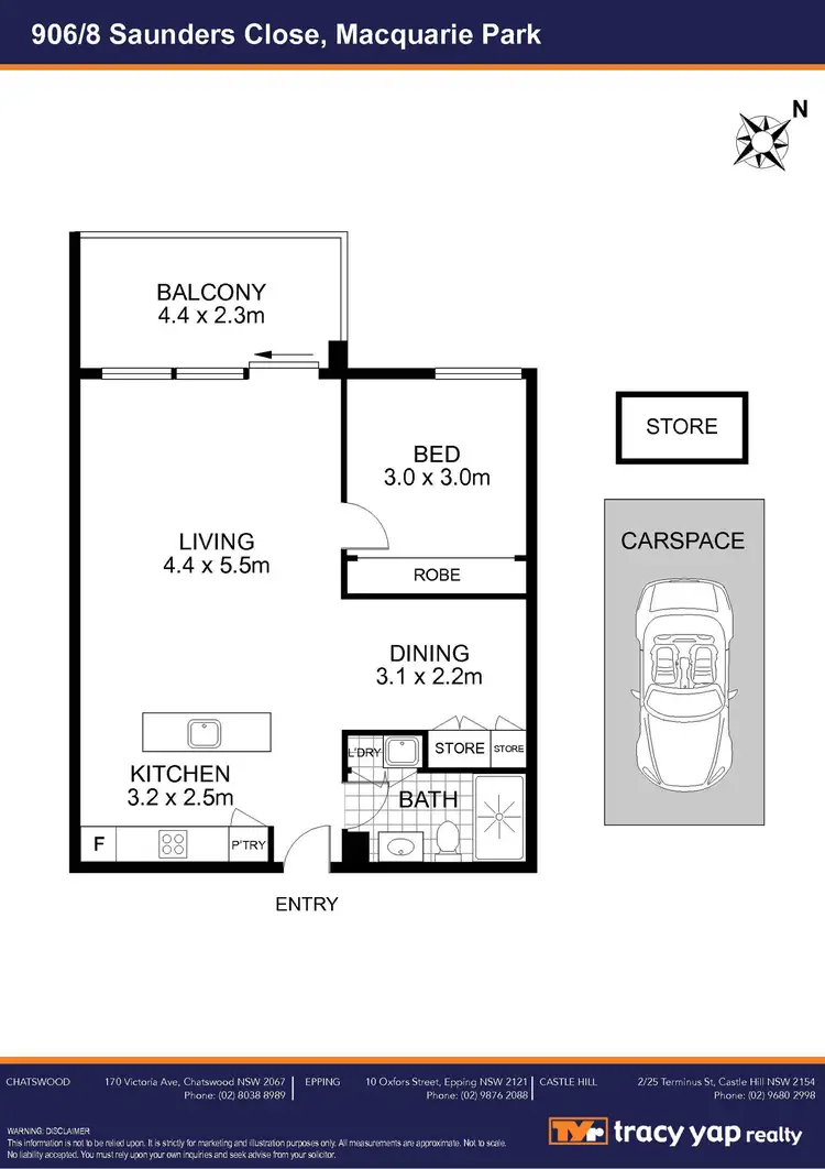 Floorplan of Homely apartment listing, 906/8 Saunders Close, Macquarie Park NSW 2113