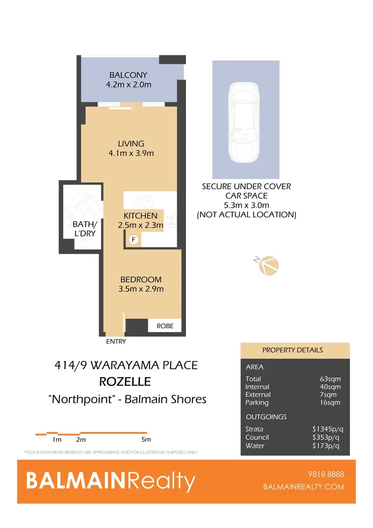 Floorplan of Homely studio listing, 414/9 Warayama Place, Rozelle NSW 2039