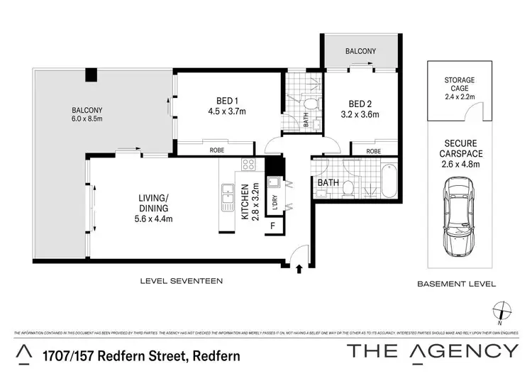 Floorplan of Homely apartment listing, 1707/157 Redfern Street, Redfern NSW 2016