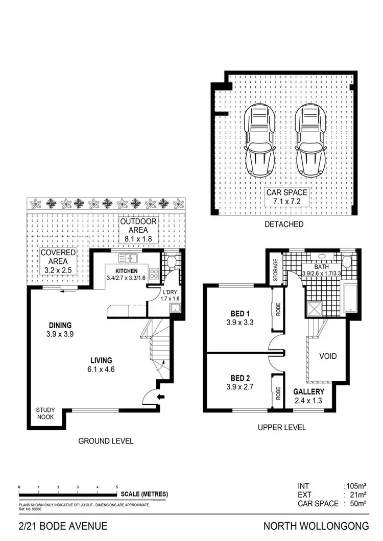 Floorplan of Homely townhouse listing, 2/21 Bode Avenue, North Wollongong NSW 2500