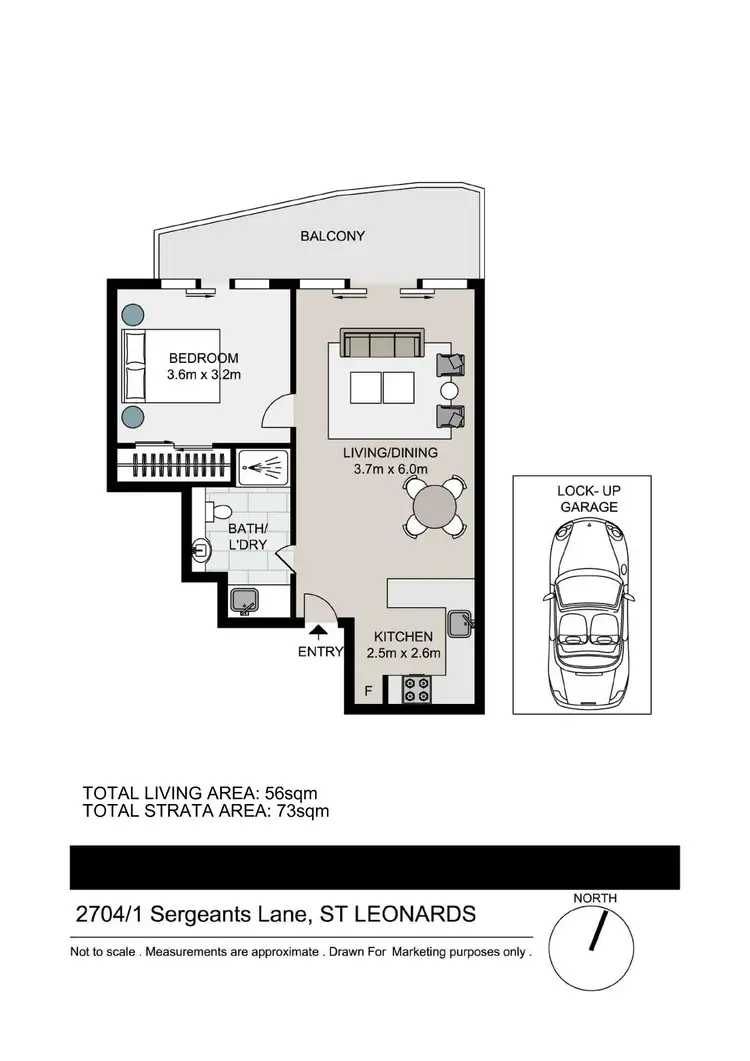 Floorplan of Homely apartment listing, 2704/1 Sergeants Lane, St Leonards NSW 2065