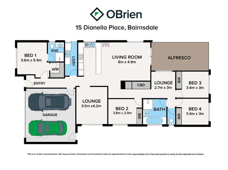 Floorplan of Homely house listing, 15 Dianella Place, Bairnsdale VIC 3875