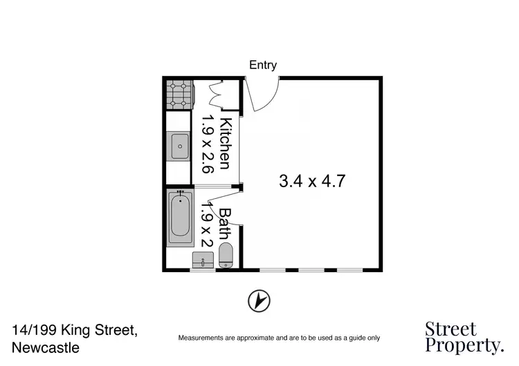 Floorplan of Homely studio listing, 14/199 King Street, Newcastle NSW 2300