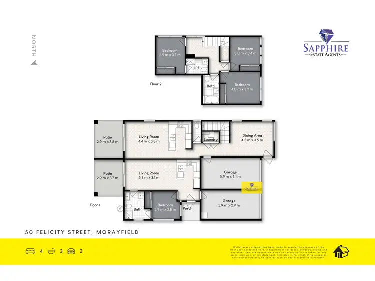 Floorplan of Homely semi-detached listing, 50 Felicity Street, Morayfield QLD 4506