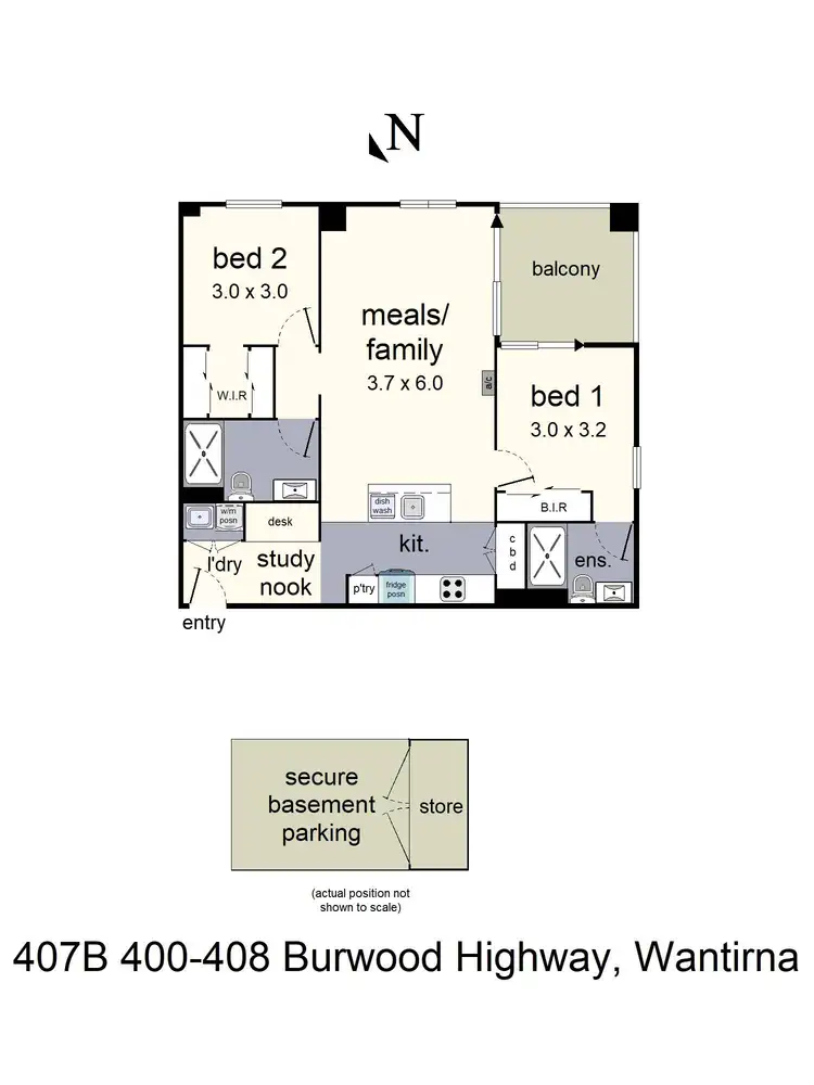 Floorplan of Homely unit listing, 407B/400-408 Burwood Highway, Wantirna South VIC 3152