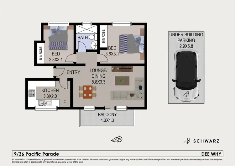 Floorplan of Homely unit listing, 9/36 Pacific Parade, Dee Why NSW 2099