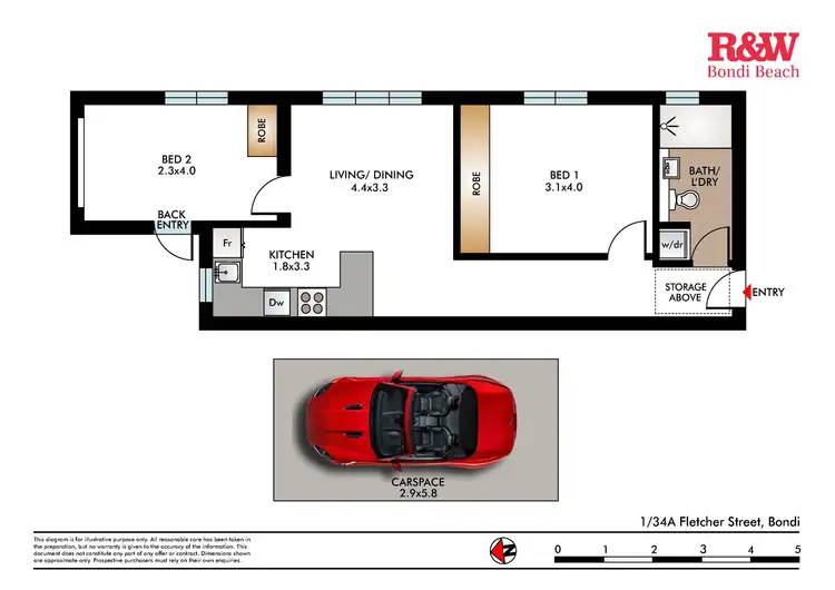 Floorplan of Homely apartment listing, 1/34A Fletcher Street, Bondi NSW 2026
