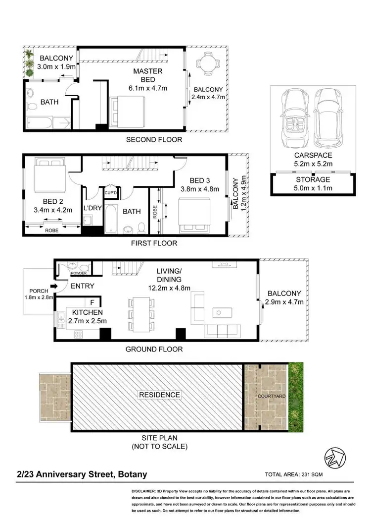 Floorplan of Homely townhouse listing, 2/23 Anniversary Street, Botany NSW 2019