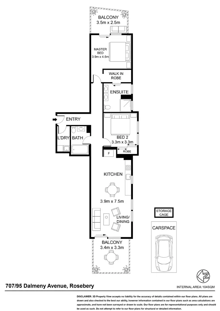 Floorplan of Homely apartment listing, 707/95 Dalmeny Avenue, Rosebery NSW 2018