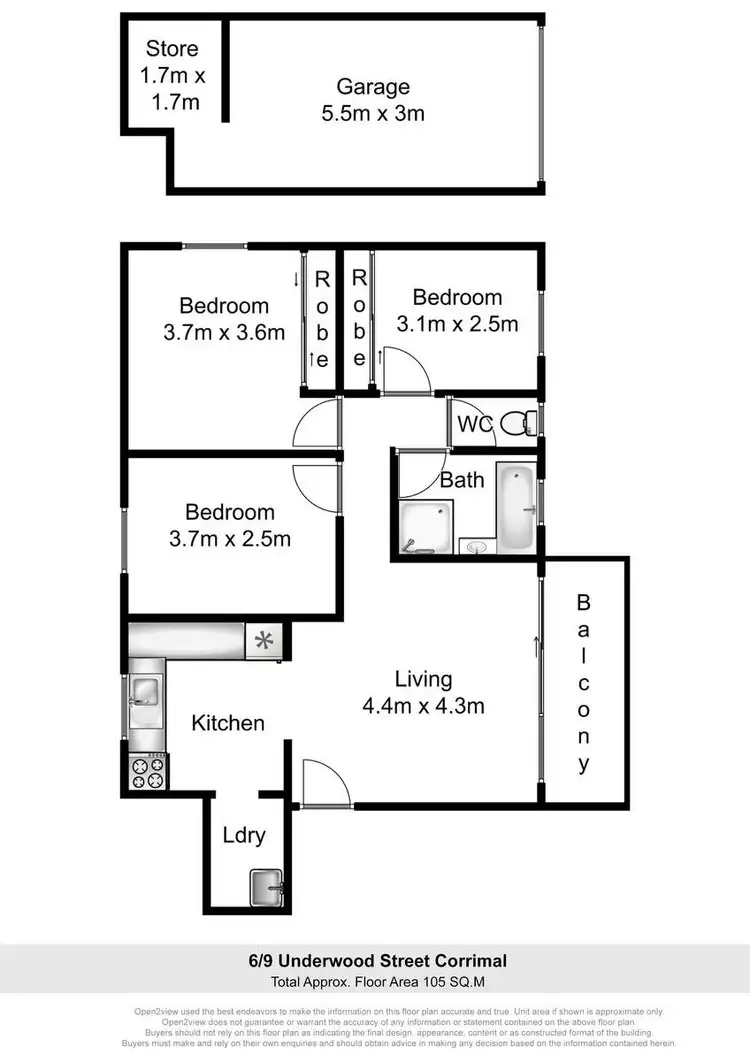 Floorplan of Homely unit listing, 6/9 Underwood Street, Corrimal NSW 2518