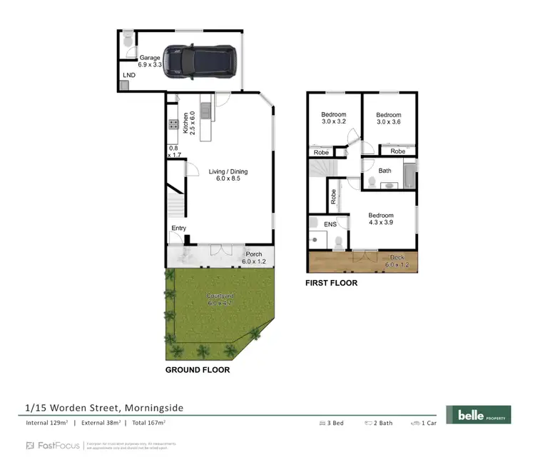 Floorplan of Homely townhouse listing, 1/15 Worden Street, Morningside QLD 4170