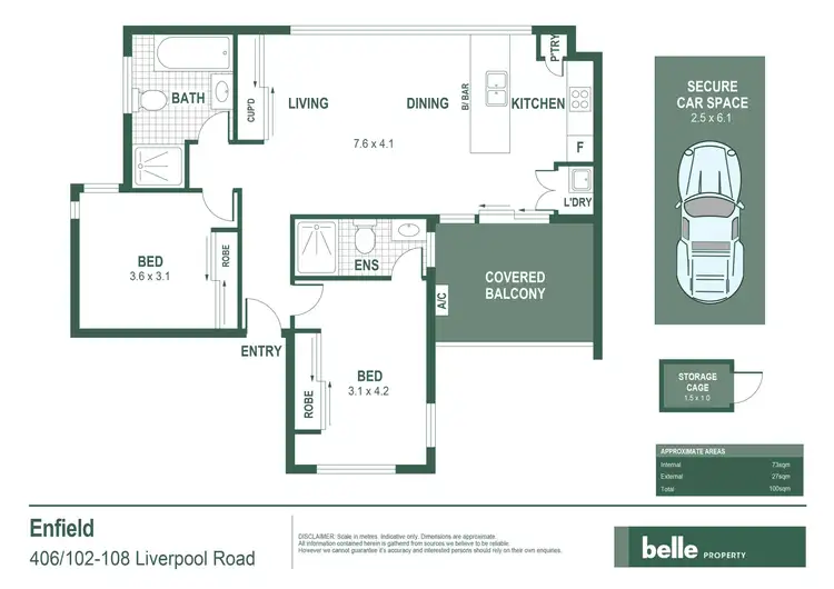 Floorplan of Homely apartment listing, 406/102-108 Liverpool Road, Enfield NSW 2136