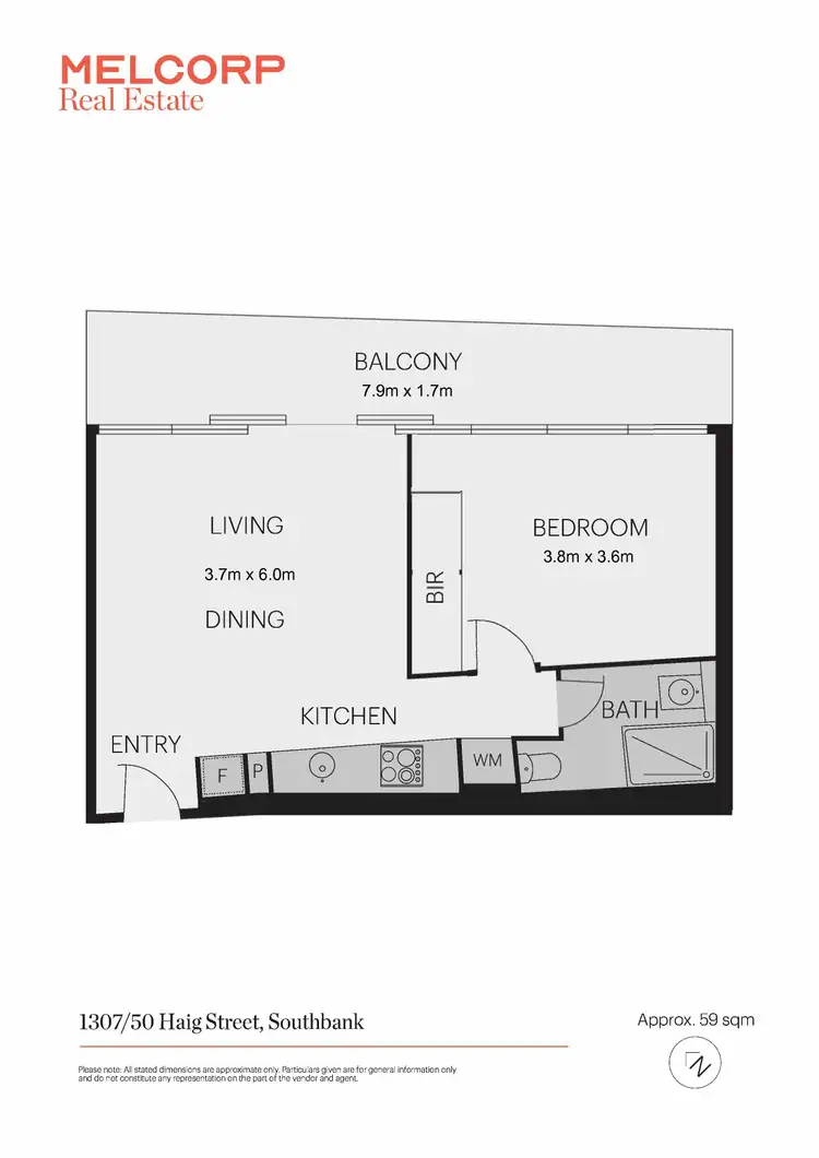 Floorplan of Homely apartment listing, 1307/50 Haig Street, Southbank VIC 3006