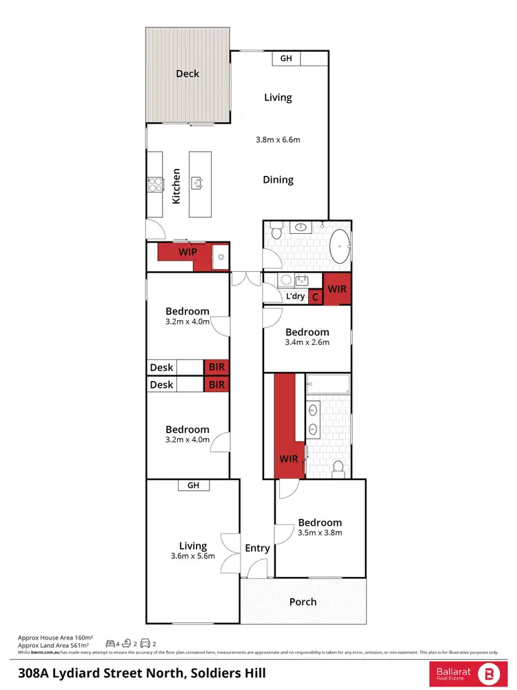 Floorplan of Homely house listing, 308A Lydiard Street North, Soldiers Hill VIC 3350