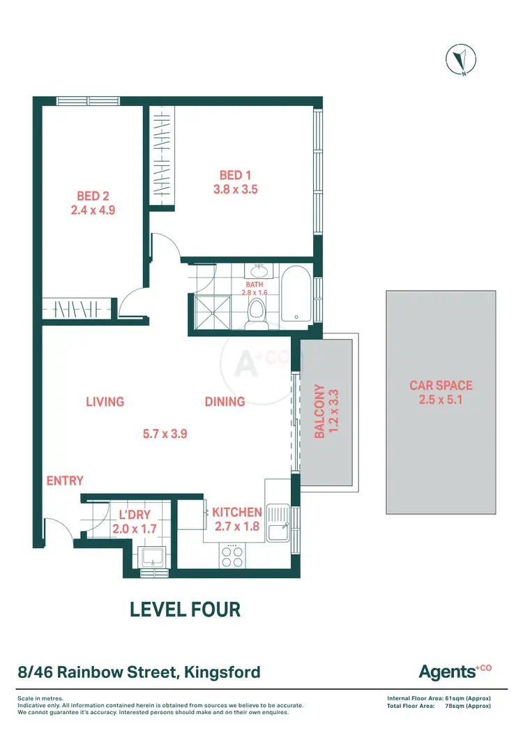 Floorplan of Homely apartment listing, 8/46 Rainbow Street, Kingsford NSW 2032