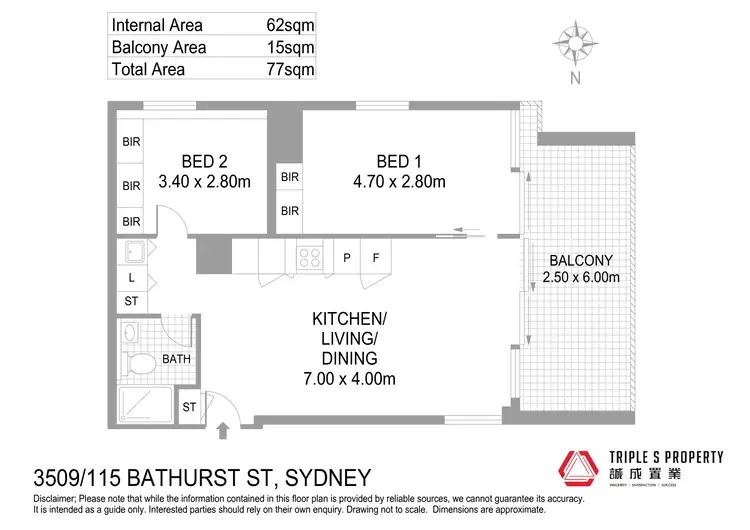 Floorplan of Homely apartment listing, 3509/117 Bathurst Street, Sydney NSW 2000