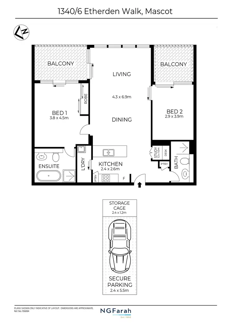 Floorplan of Homely apartment listing, 1340/6 Etherden Walk, Mascot NSW 2020