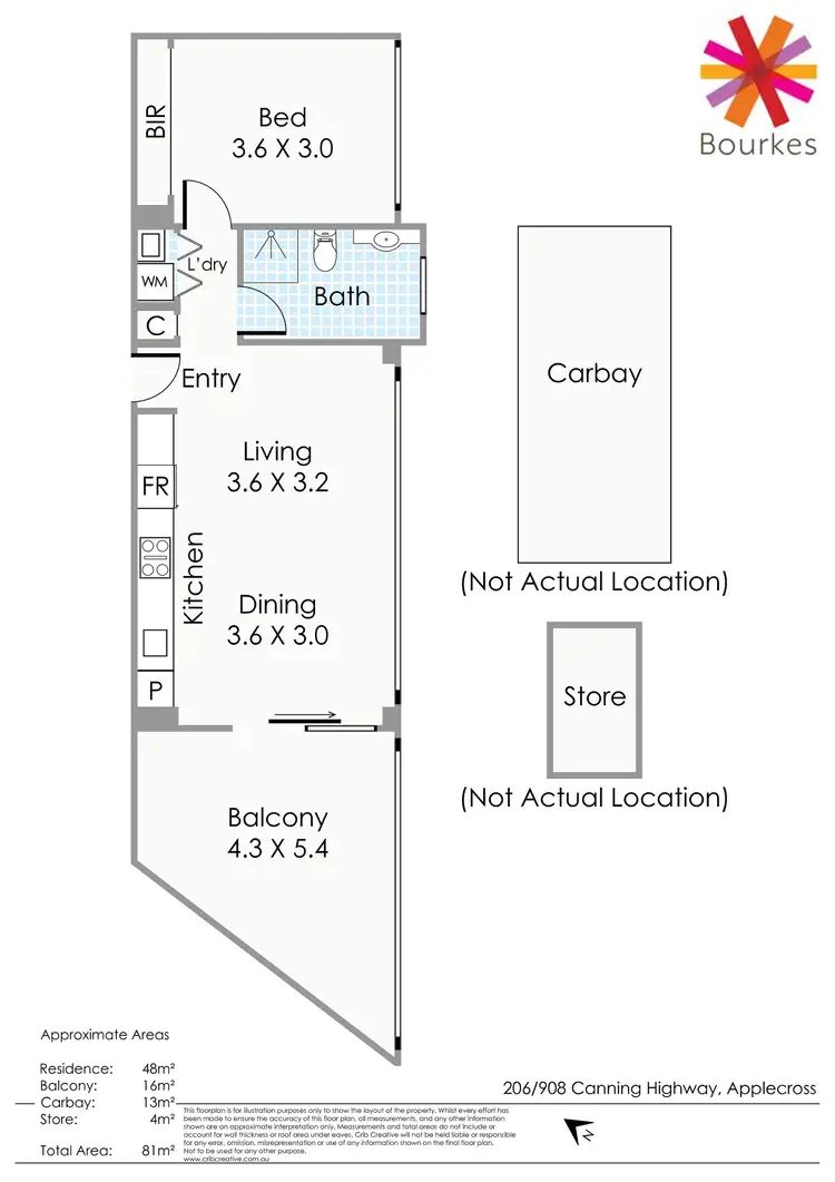 Floorplan of Homely apartment listing, 206/908 Canning Highway, Applecross WA 6153
