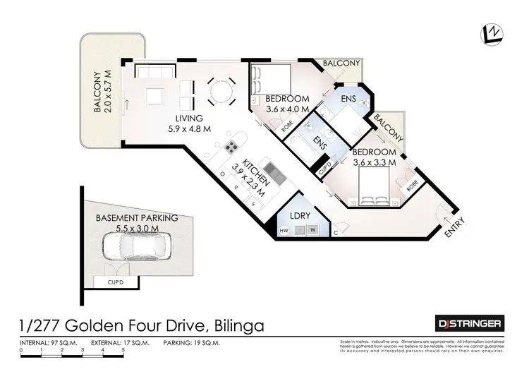 Floorplan of Homely unit listing, 1/277 Golden Four Drive, Bilinga QLD 4225