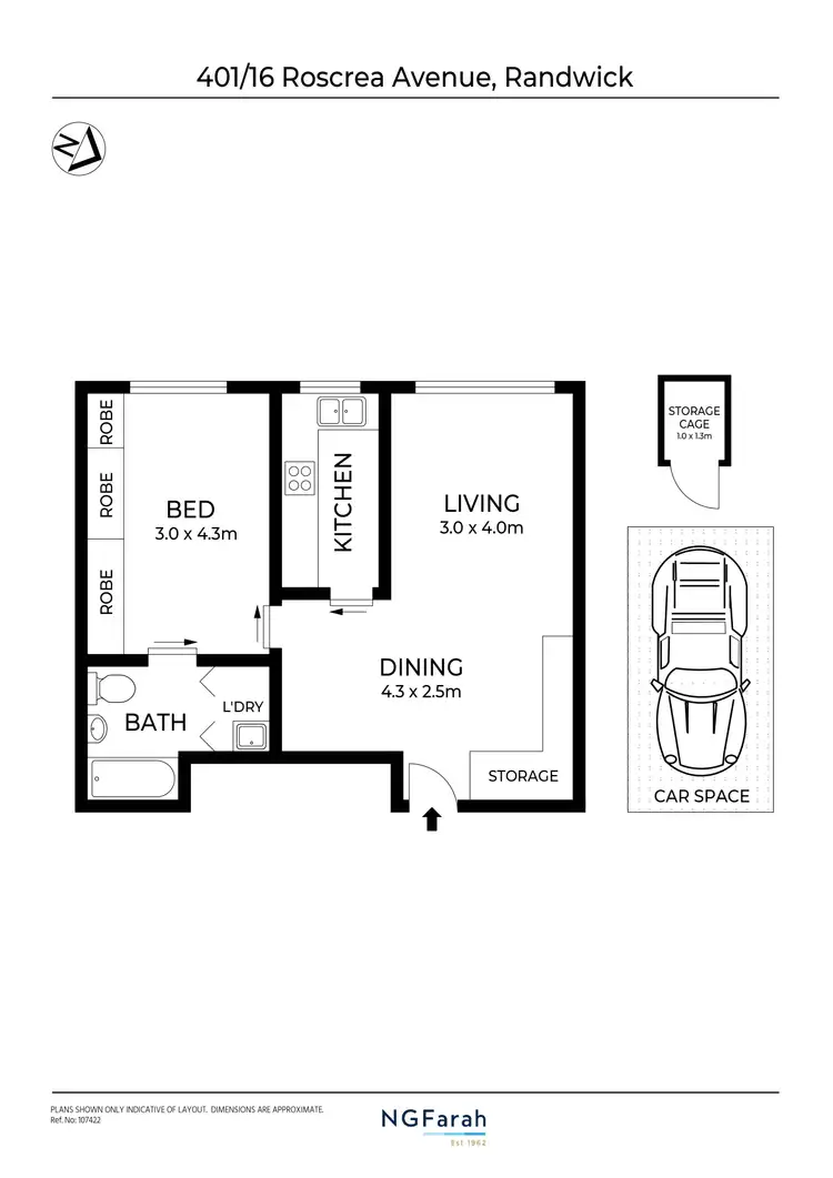 Floorplan of Homely apartment listing, 401/16 Roscrea Avenue, Randwick NSW 2031