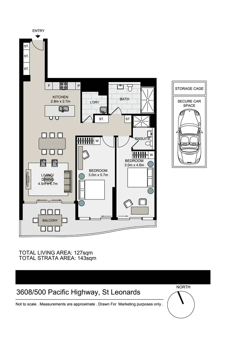 Floorplan of Homely apartment listing, 3608/500 Pacific Highway, St Leonards NSW 2065