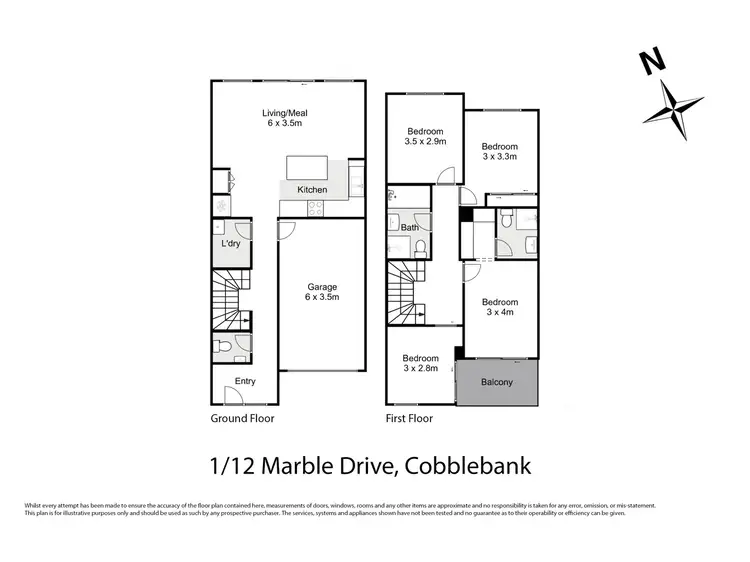 Floorplan of Homely unit listing, 1/12 Marble Drive, Cobblebank VIC 3338