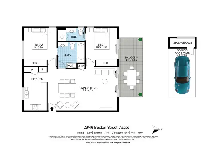 Floorplan of Homely unit listing, 26/46 Buxton Street, Ascot QLD 4007