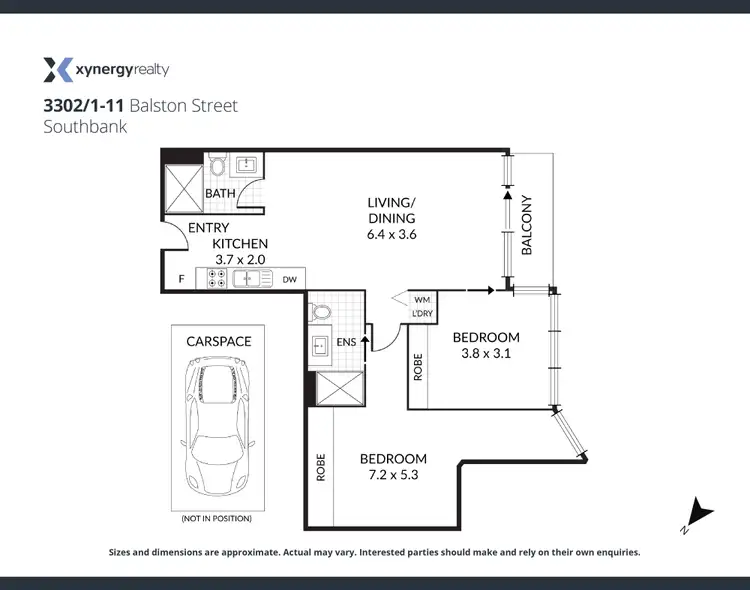 Floorplan of Homely apartment listing, 3302/1 Balston Street, Southbank VIC 3006