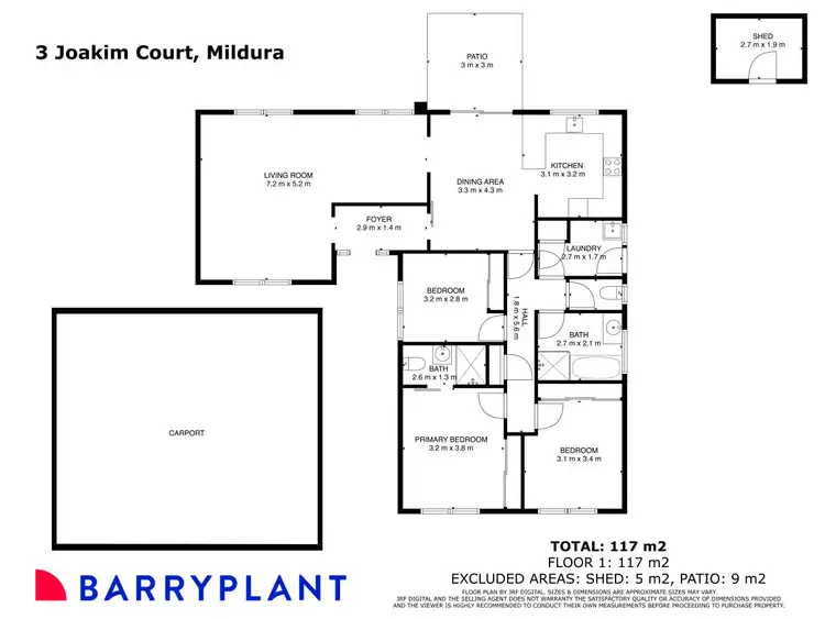 Floorplan of Homely house listing, 3 Joakim Court, Mildura VIC 3500