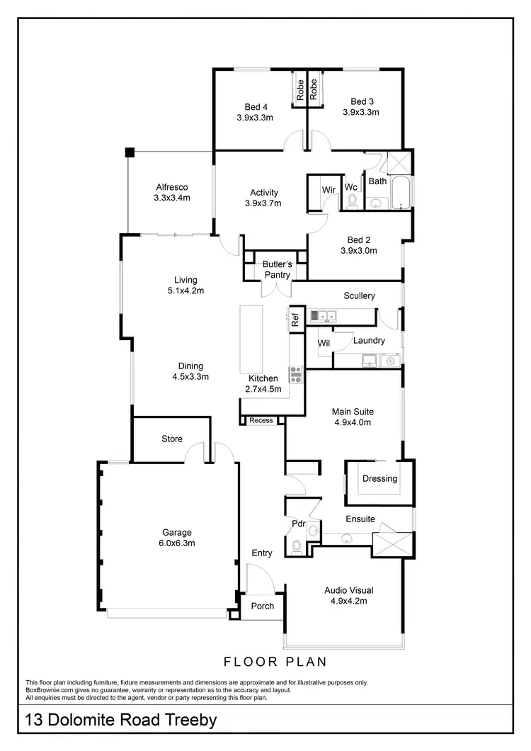 Floorplan of Homely house listing, 13 Dolomite Road, Treeby WA 6164