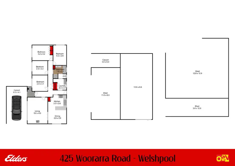 Floorplan of Homely rural property listing, 425 Woorarra Road, Welshpool VIC 3966