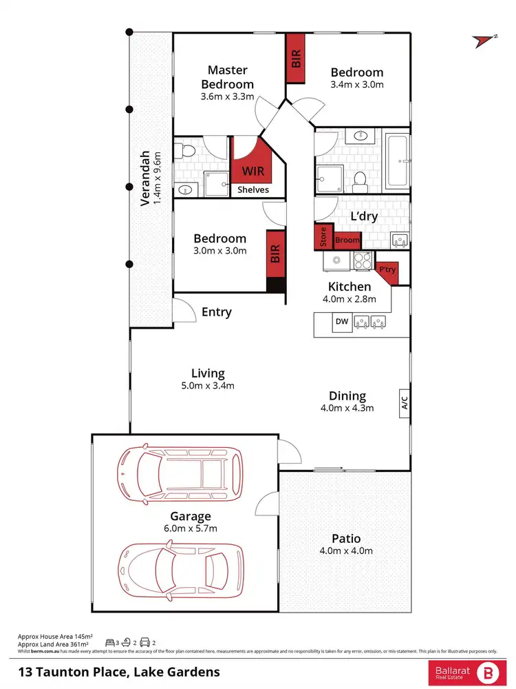 Floorplan of Homely house listing, 13 Taunton Place, Lake Gardens VIC 3355