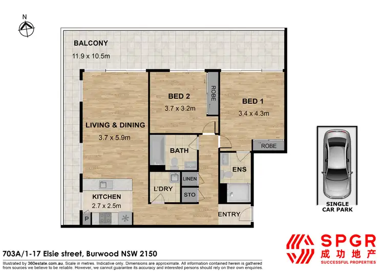 Floorplan of Homely apartment listing, A703/1-17 Elsie Street, Burwood NSW 2134