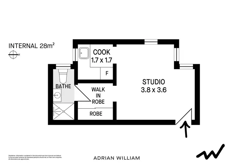 Floorplan of Homely studio listing, 11/381 Liverpool Street, Darlinghurst NSW 2010