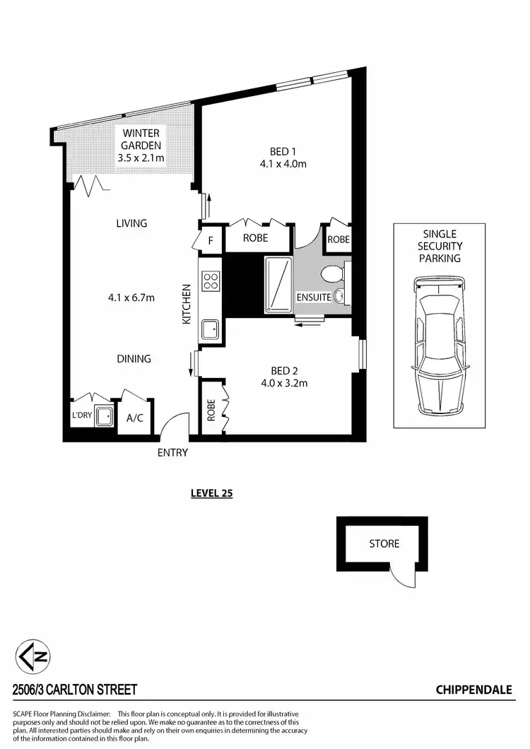 Floorplan of Homely apartment listing, 2506/3 Carlton Street, Chippendale NSW 2008