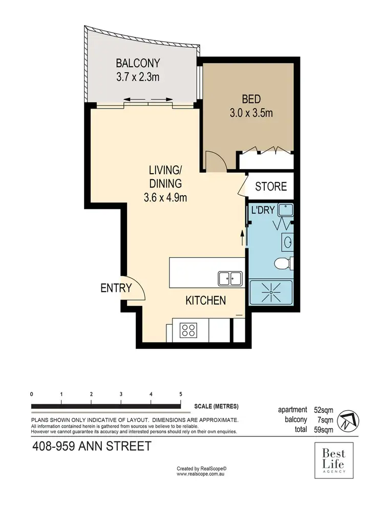 Floorplan of Homely apartment listing, 408/959 Ann Street, Fortitude Valley QLD 4006