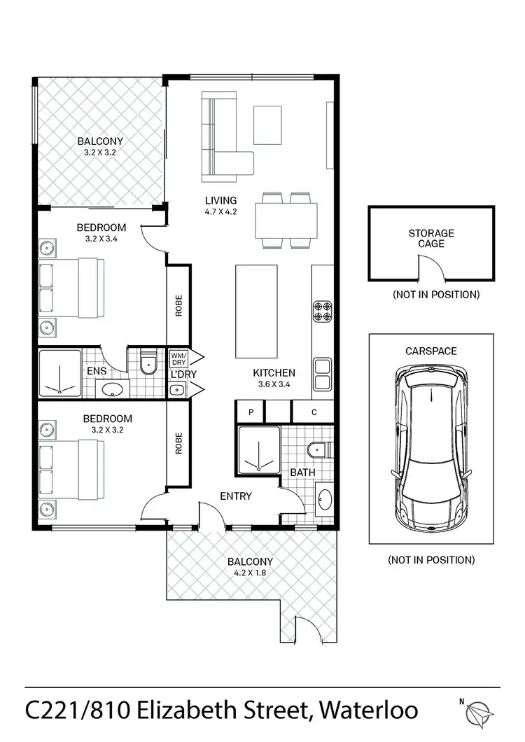 Floorplan of Homely apartment listing, C221/810 Elizabeth Street, Waterloo NSW 2017