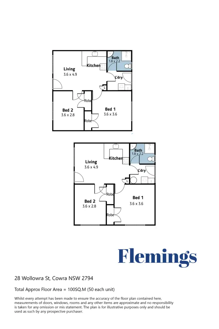 Floorplan of Homely block of units listing, 28 A & B Wollowra Street, Cowra NSW 2794