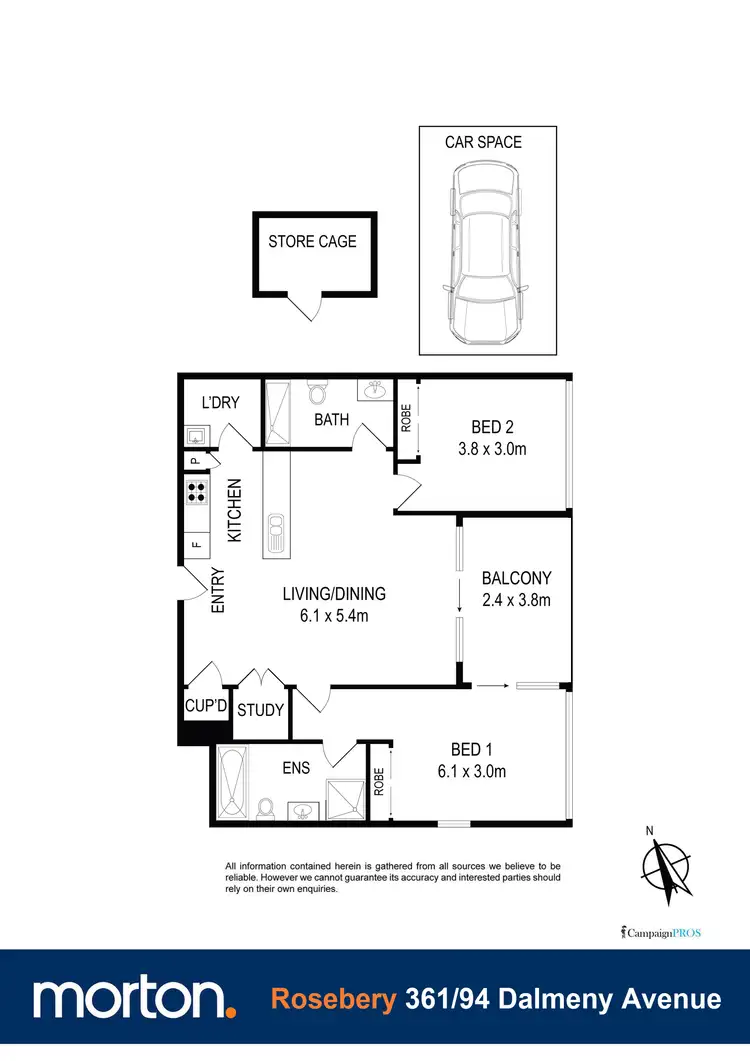 Floorplan of Homely apartment listing, 361/94 Dalmeny Avenue, Rosebery NSW 2018